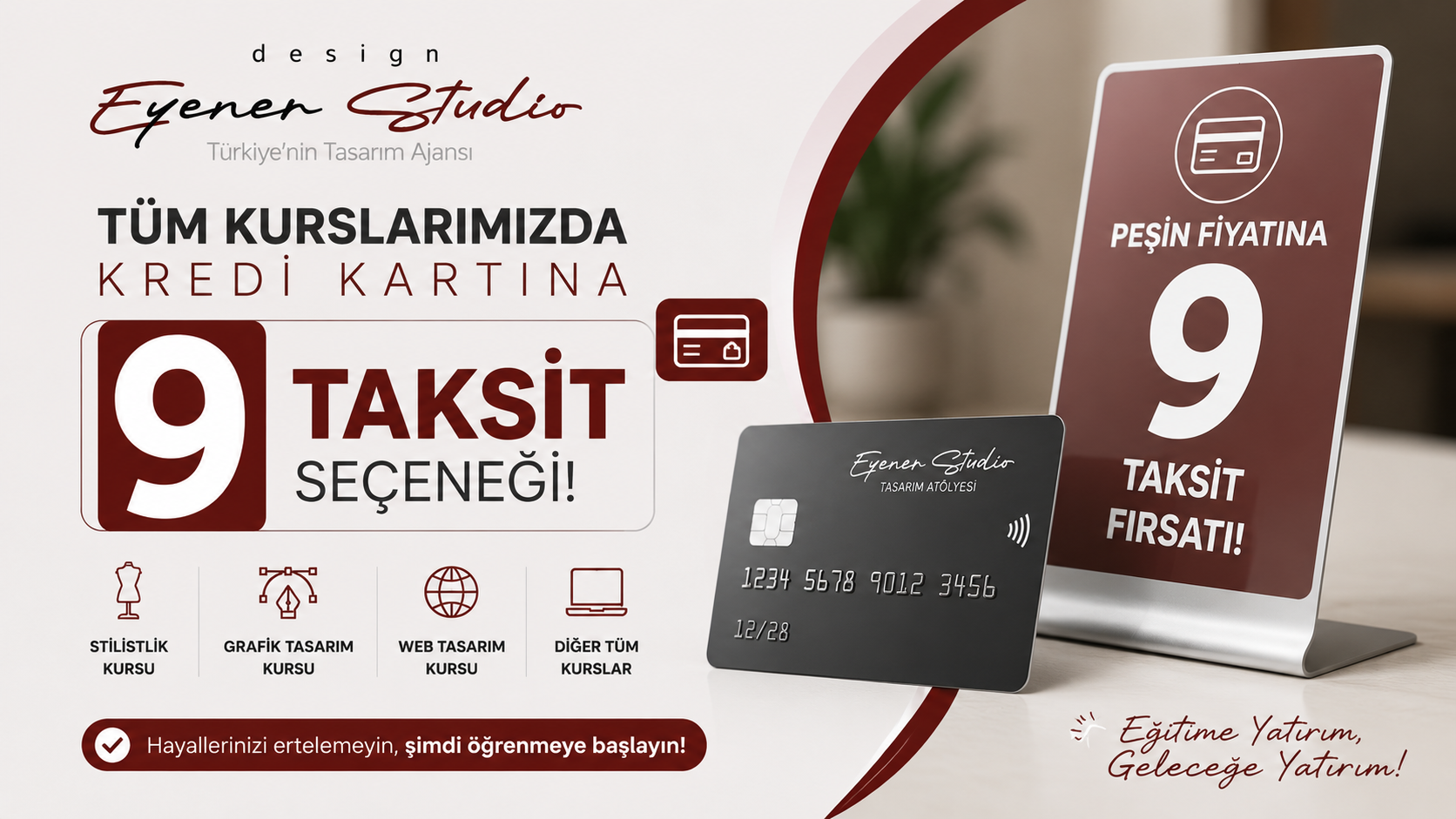 Tüm Kurslarımızda Peşin Fiyatına 9 Taksit